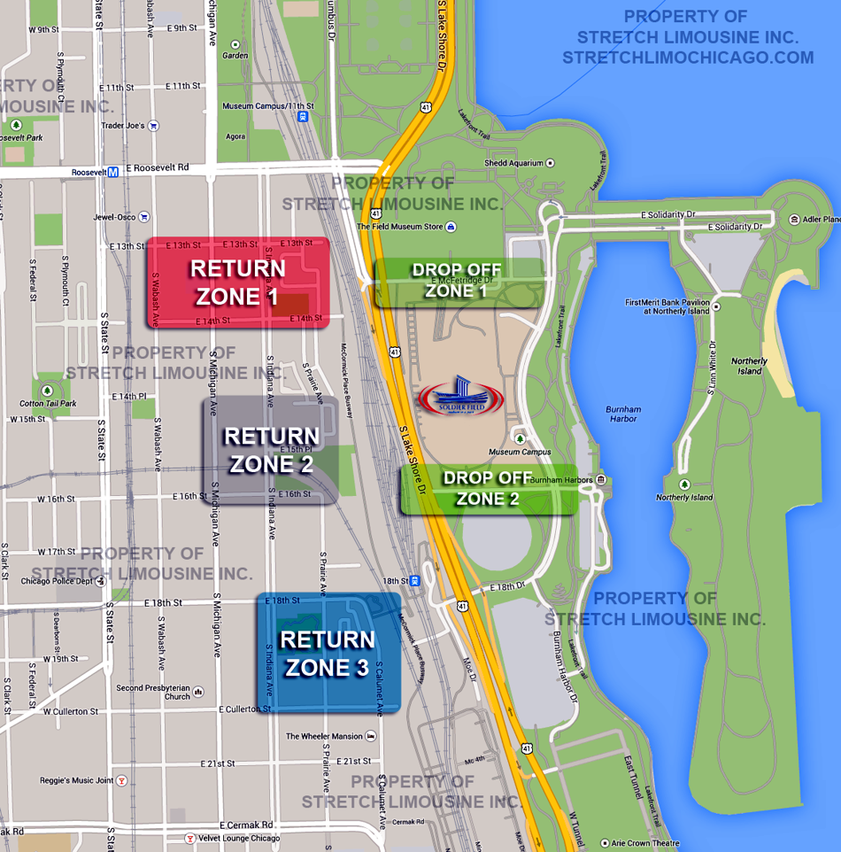 solider field pickup drop off zones for limos